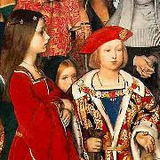 Richard Burchett Erasmus of Rotterdam visiting the children of Henry VII at Eltham Palace in 1499 and presenting Prince Henry with a written tribute. oil painting artist